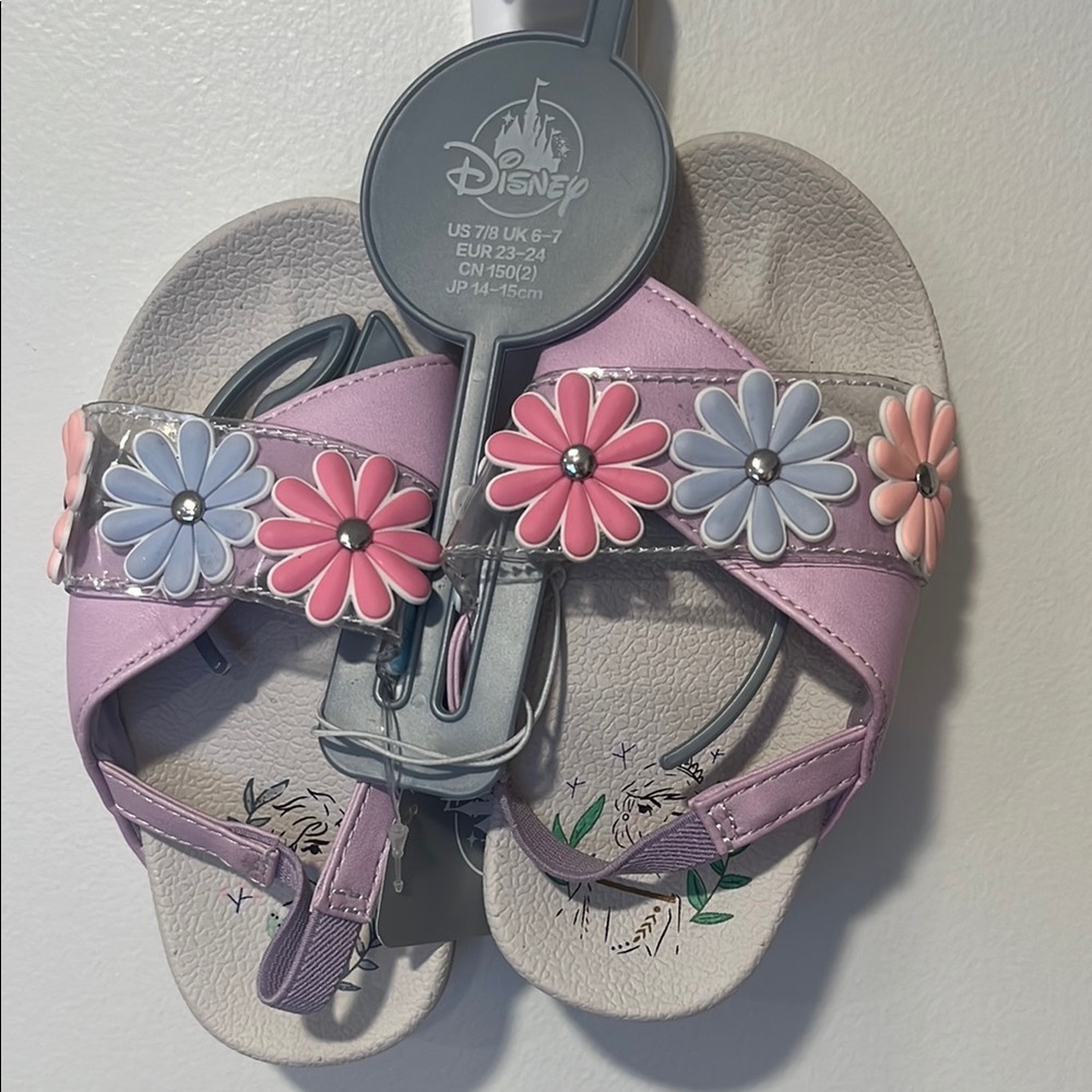 Disney Kids Floral Sandals - Purple and Pink